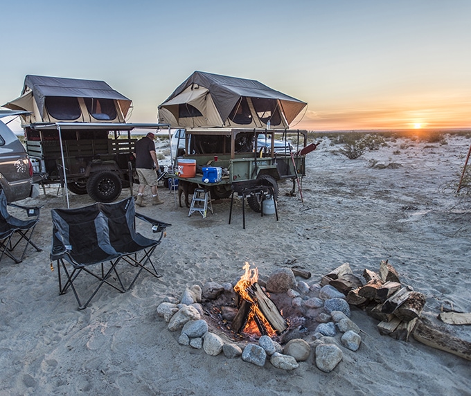 Fireside with rooftop tents